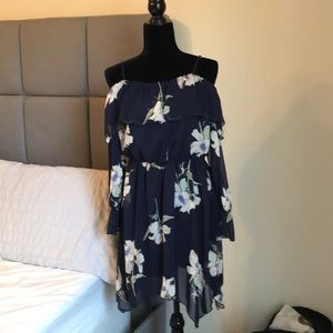 Off shoulder dress navy blue